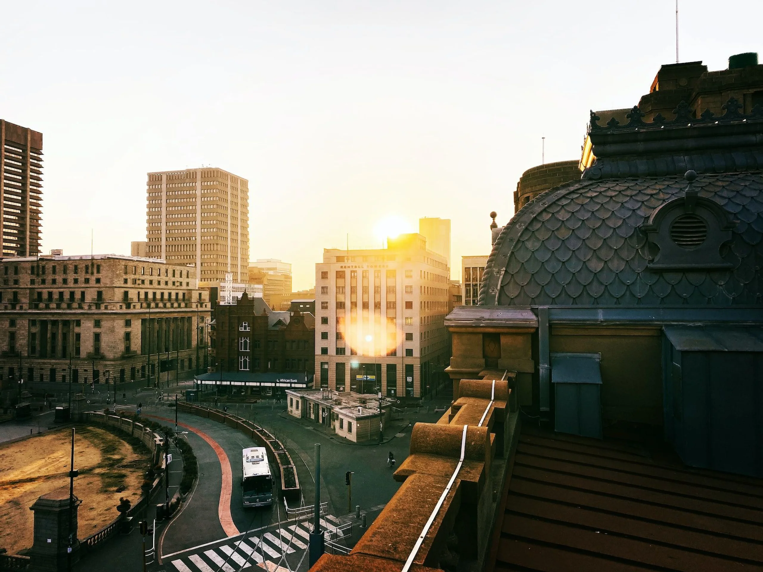 Closeup of Pretoria buildings at sunset