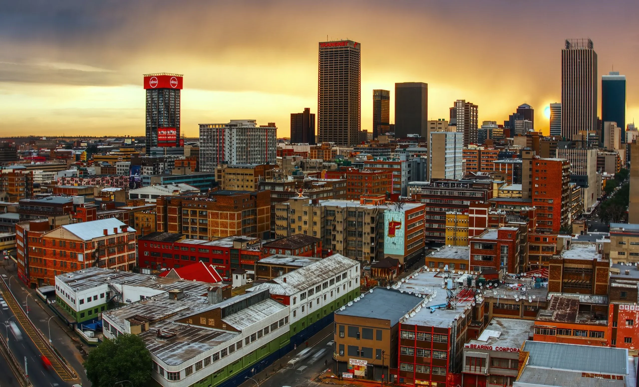 Downtown Johannesburg during golden hour