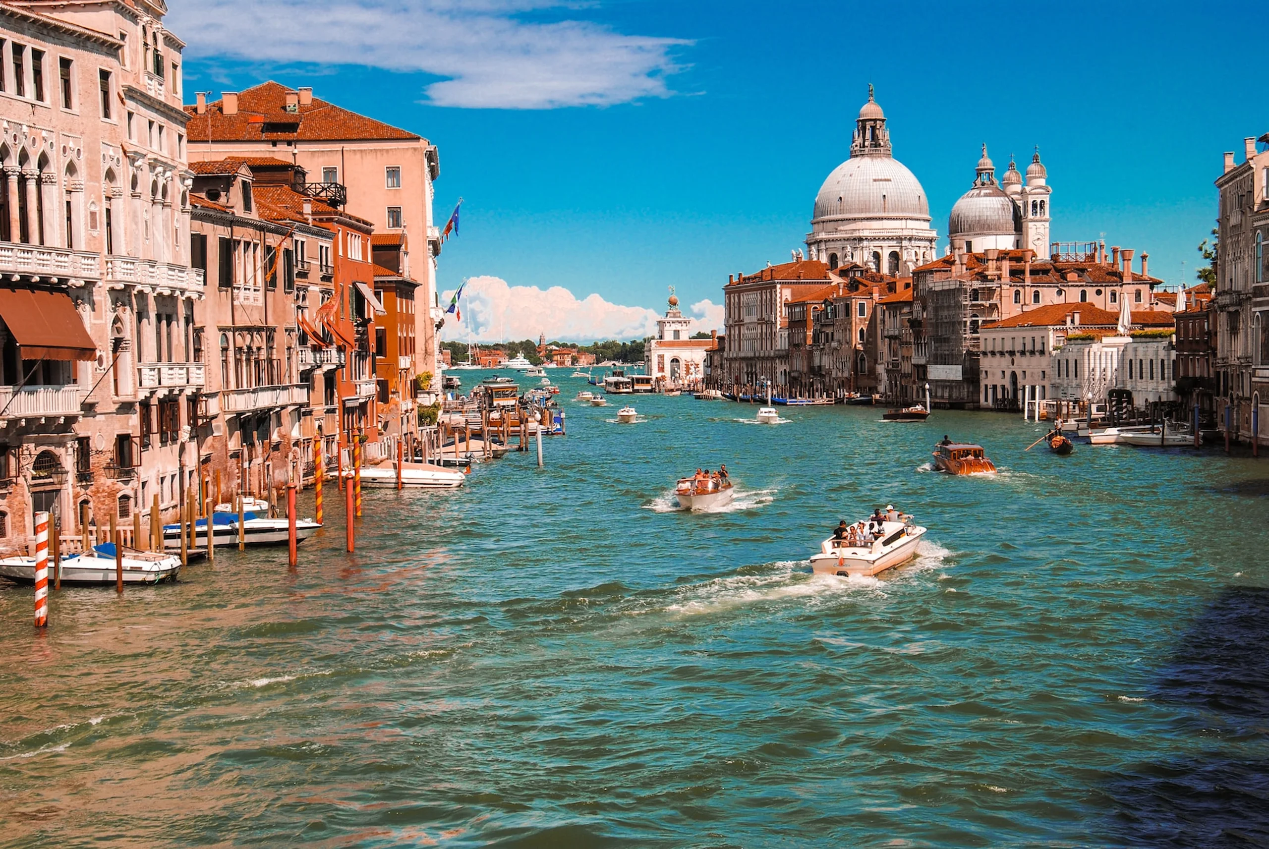 Buildings and restaurants along Venice canal